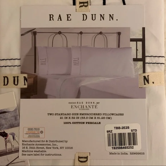 NWT Rae Dunn {HIS & HERS} Embroidered Standard Pillowcases - Picture 5 of 6